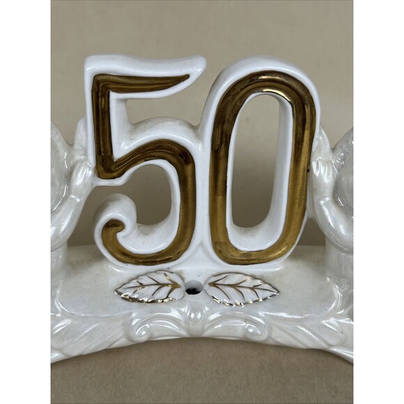 VTG 50 Year Wedding Anniversary Angels Cherubs Candle Holder Korea, Salt &Pepper - Picture 4 of 15